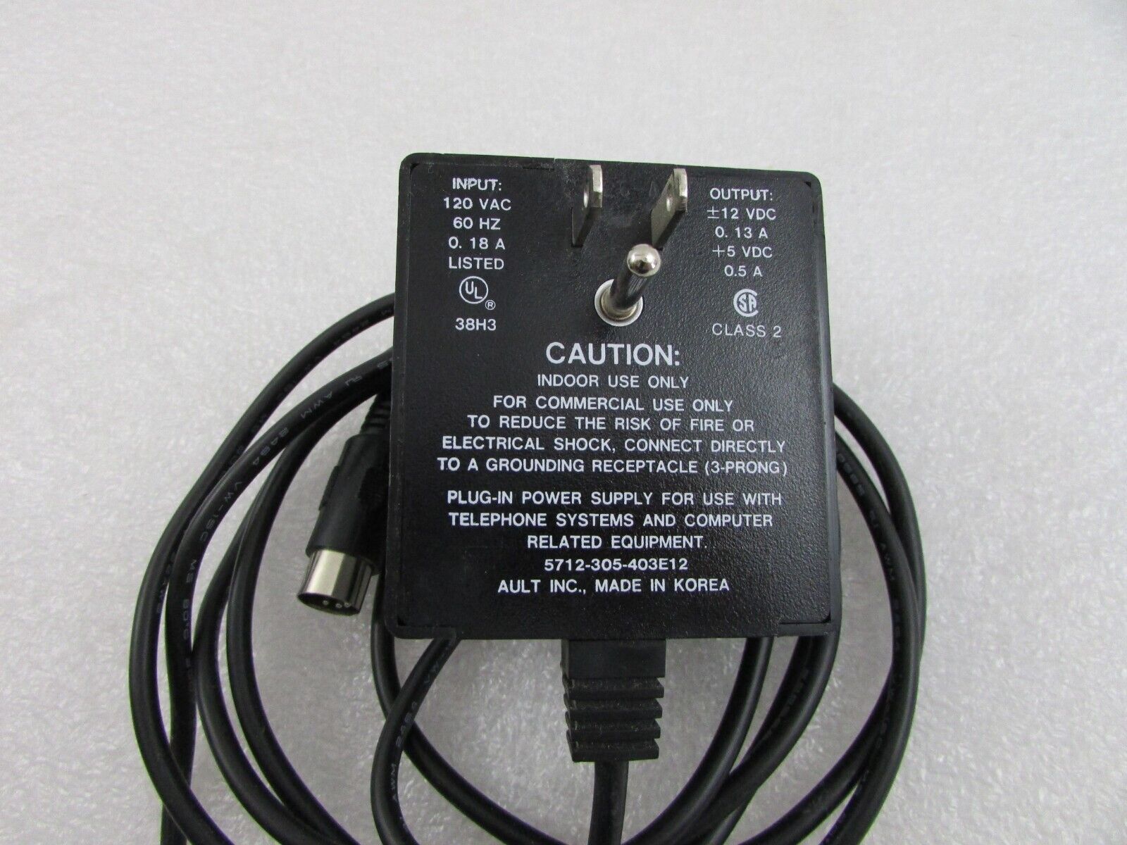 *Brand NEW* AULT 5712-305-403E12 12V AC Adapter For Use With Tele/Comp Systems Power Supply - Click Image to Close